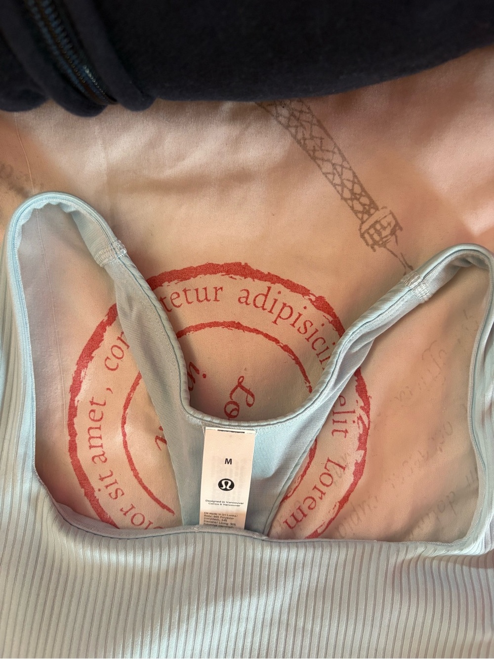 Light Blue Ribbed Racerback Sports Bra - Picture 2 of 3